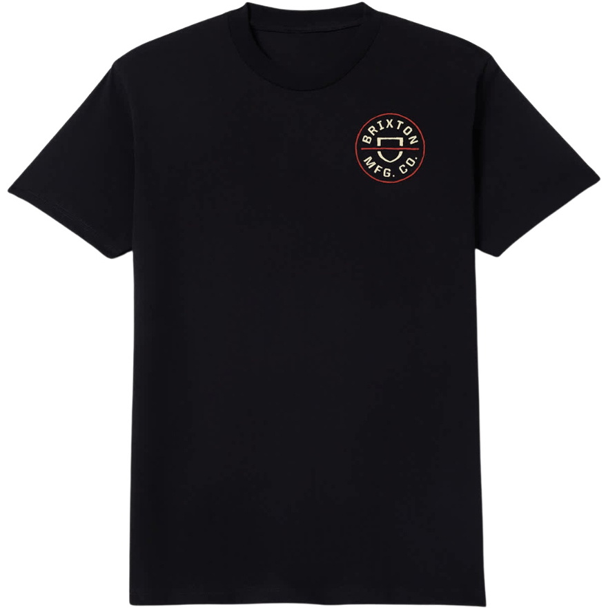 2026 Brixton Mens Crest II T-shirt 17569 - Black / Ivory / Brick Red